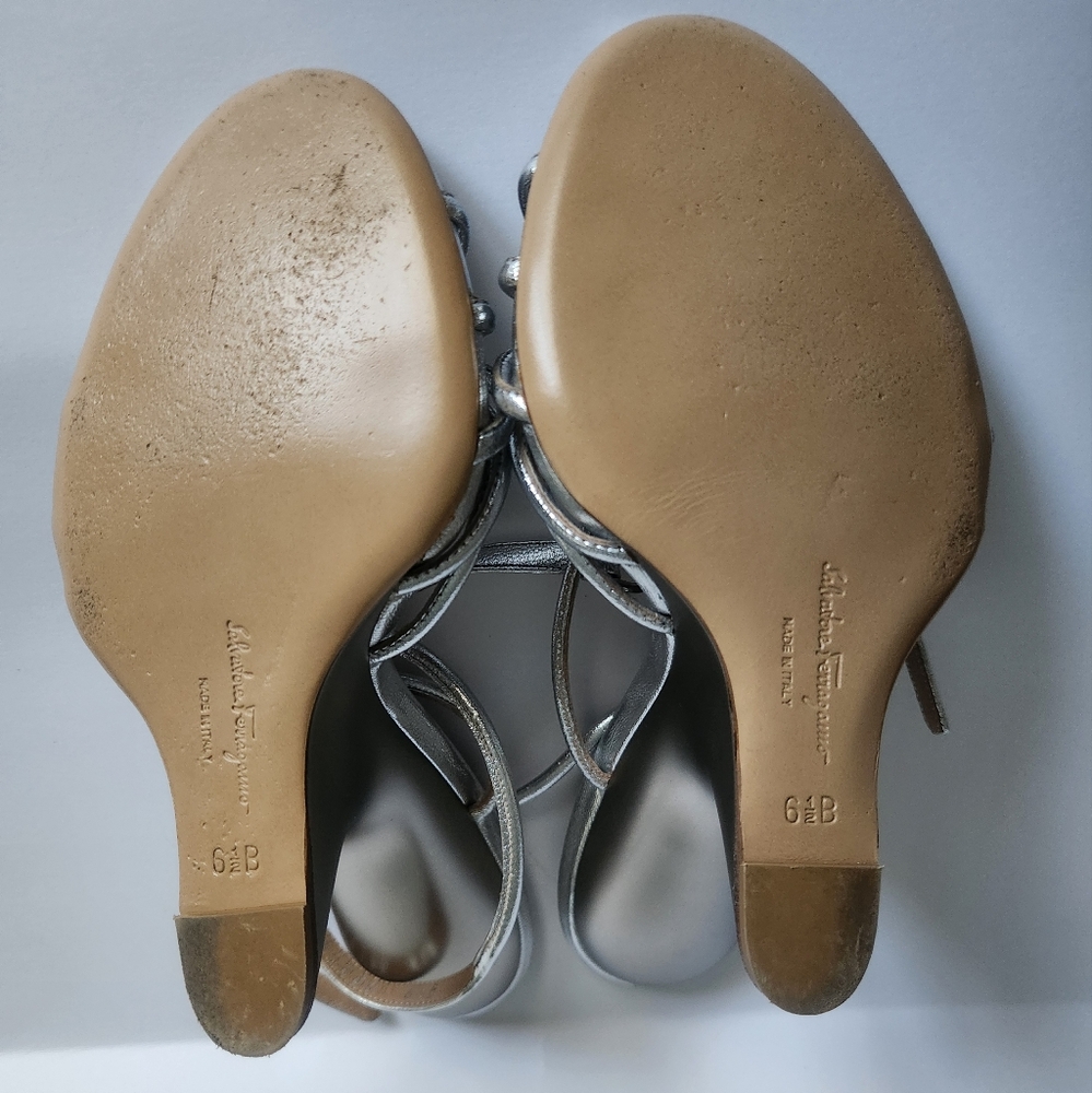 Salvatore Ferragamo Metallic Silver Heels - Picture 4 of 8